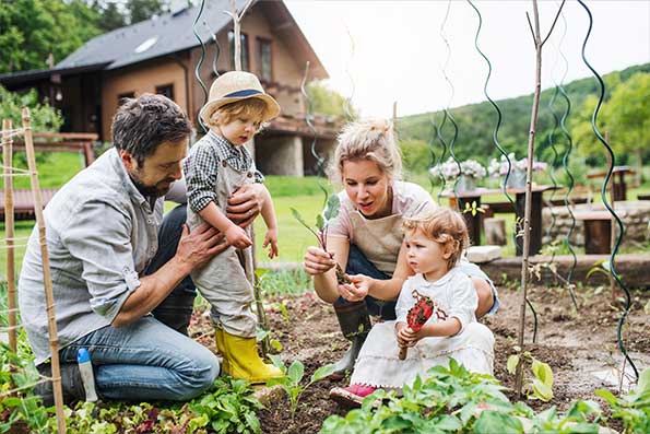 Family gardening together